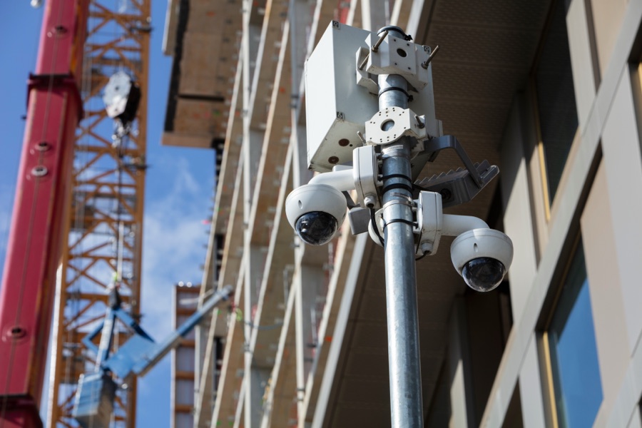Construction site equipment and perimeter security cameras