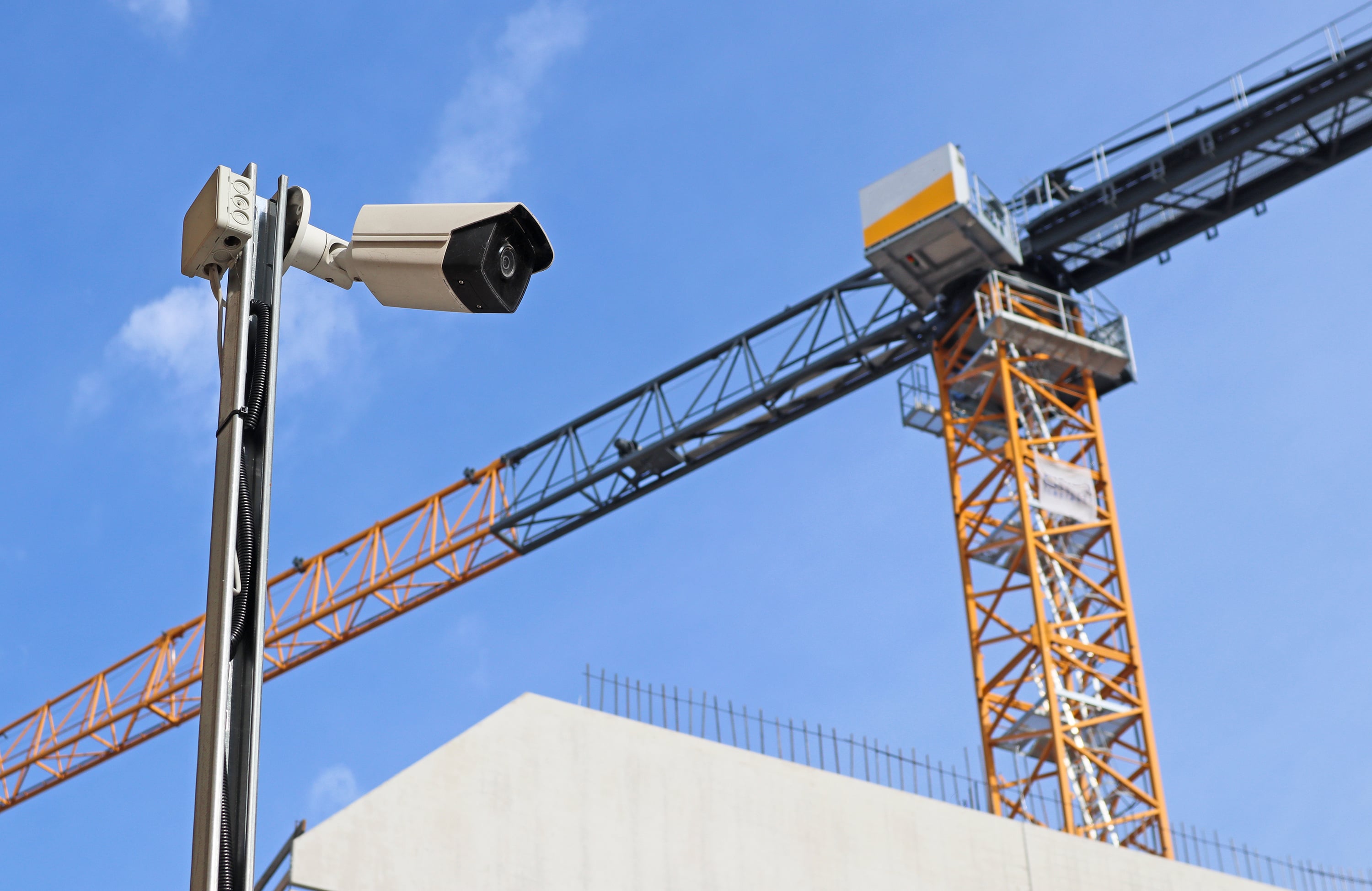 Construction site security cameras covering active jobsite