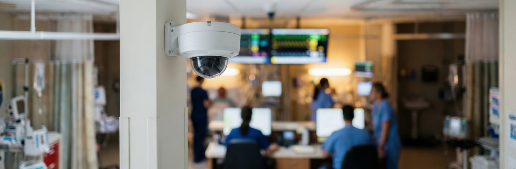 Hospital security systems at healthcare facility entrance